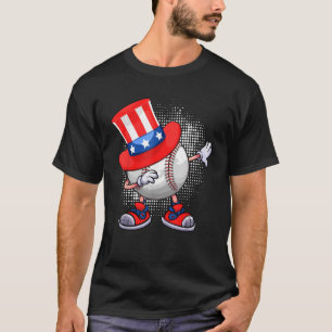 Camiseta Gorra Estadounidense Patriótico Dab Baseball 4 De