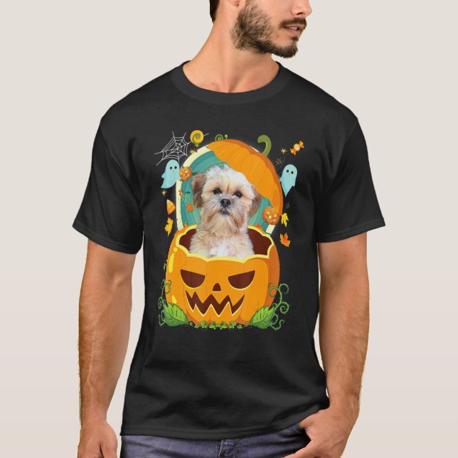 Camiseta Gorra feliz de la calabaza de Halloween Shichon Pe (Anverso)