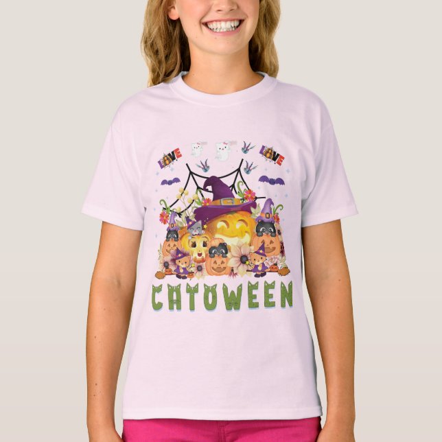 Camiseta Gorra morado divertido Catoween, calabaza Naranja  (Anverso)