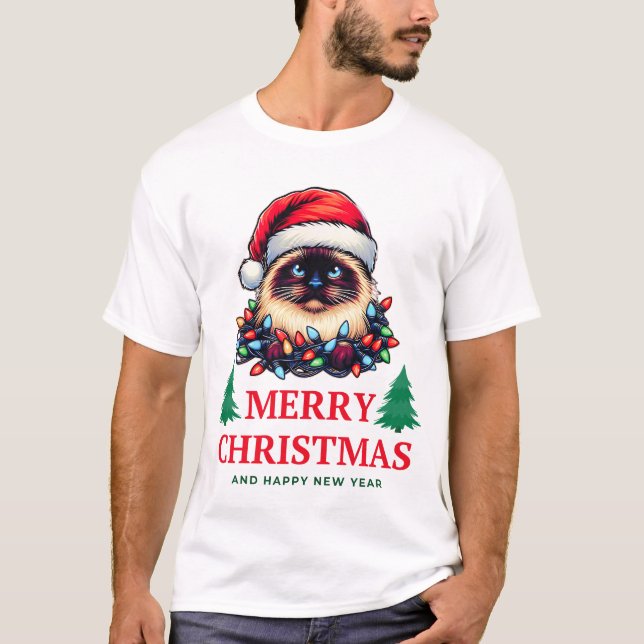 Camiseta Gorra Navidades Birman Cat Xmas (Anverso)