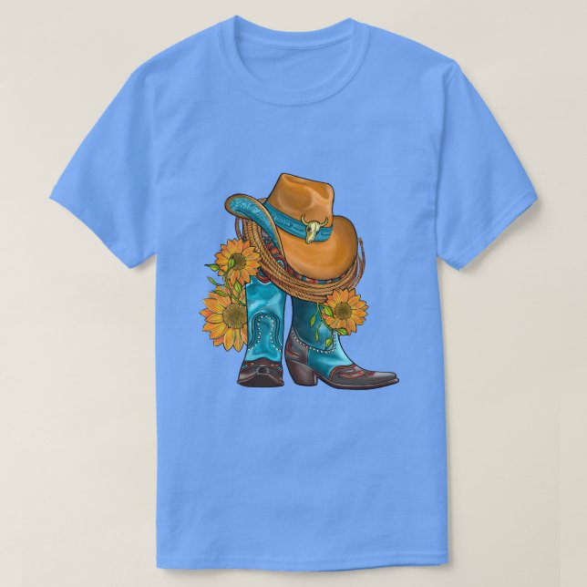 Camiseta Gorra Occidental De Caballos Y Boots De Vaquero Co (Diseño del anverso)