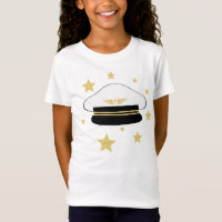 Gorra piloto blanco, estrellas de oro, aviación de