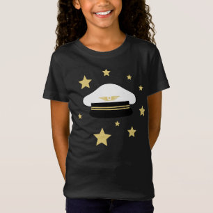 Camiseta Gorra piloto blanco, estrellas de oro, vuelo de vu