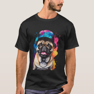 Camiseta Gorra Pug Snapback Perro Colorido Divertido Arte A