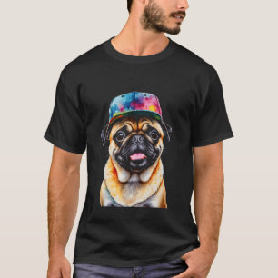 Camiseta Gorra Pug Snapback Perro Colorido Divertido Arte A