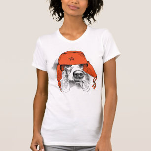 Camiseta Gorra rojo de Basset Hound el   Ushanka