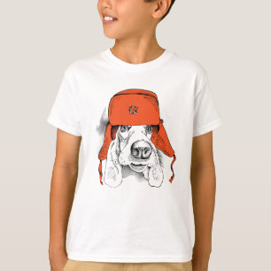 Camiseta Gorra rojo de Basset Hound el   Ushanka