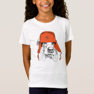 Camiseta Gorra rojo de Basset Hound el   Ushanka