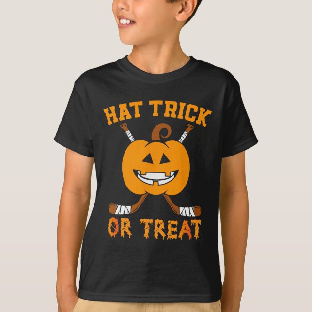 Camiseta Gorra Trick O Trato Fun Hockey Halloween Costum (Anverso)
