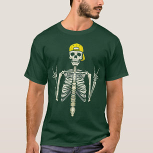 Camiseta Gorras con Vibraciones de Punk Rock Esqueleto para