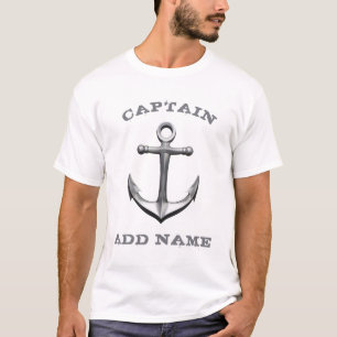 Camiseta Gorras del capitán del barco con ancla náutica y c