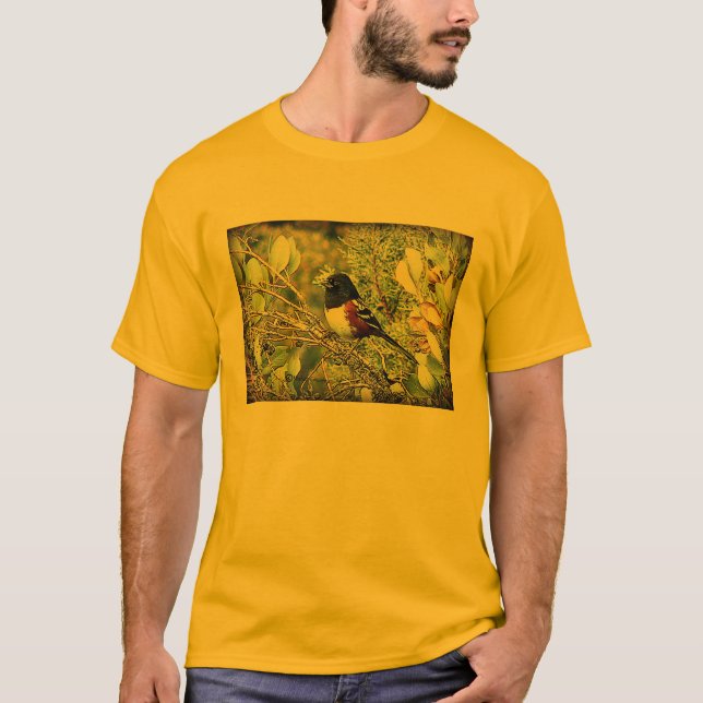 Camiseta Gorrión echado a un lado rufo del Towhee (Anverso)