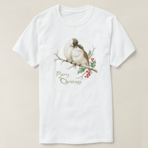 Camiseta Gorriones en una rama de Navidad