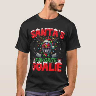 Camiseta Gorrito de Navidad de hockey favorito de Santa