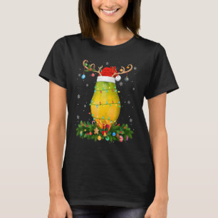 Camiseta Gorrito de Reno de Navidad Santa Papaya Fruta Chri