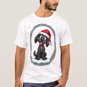 Camiseta Gorrito de Santa de Navidad de Labrador Negro Cami