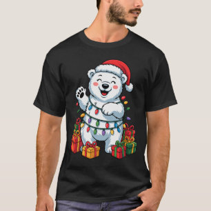 Camiseta Gorrito de Santa de Oso Lar Amantes de Animales Na