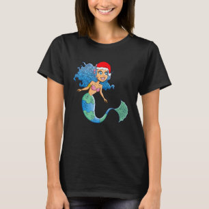 Camiseta Gorrito de Santa Sirena de Navidad Pijama de Navid