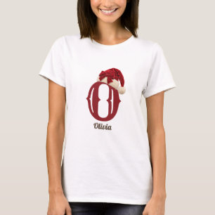 Camiseta Gorro de Santa con Lazo Rojo Mono Nombre Navidad