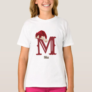 Camiseta Gorro de Santa con Lazo Rojo Mono Nombre Navidad