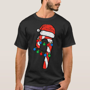 Camiseta Gorro de Santa de bastón de caramelo Luces de Navi