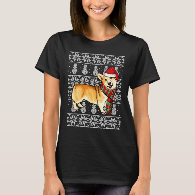 Camiseta Gorro de Santa Navidad Pembroke Welsh Corgi fea Na (Anverso)