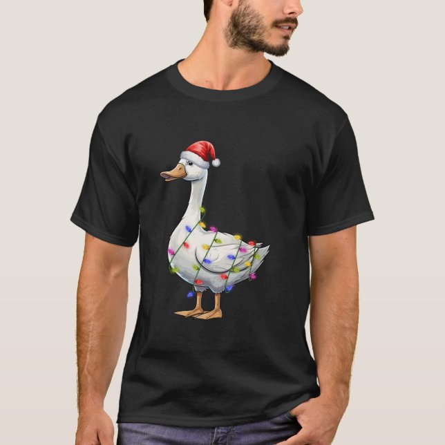 Camiseta Gose Bird Lover Xmas Iluminando Santa Hat Goose Ch (Anverso)