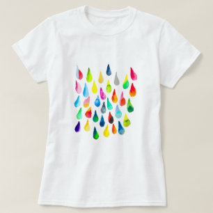 Camiseta Gotas de lágrima acuarela colorida caprichosa