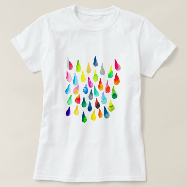 Camiseta Gotas de lágrima acuarela colorida caprichosa (Diseño del anverso)