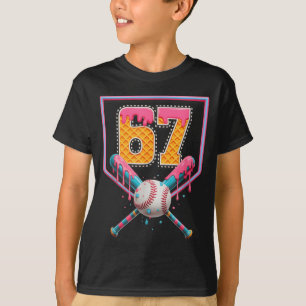 Camiseta Goteo de béisbol número 67 divertido seis siete 6