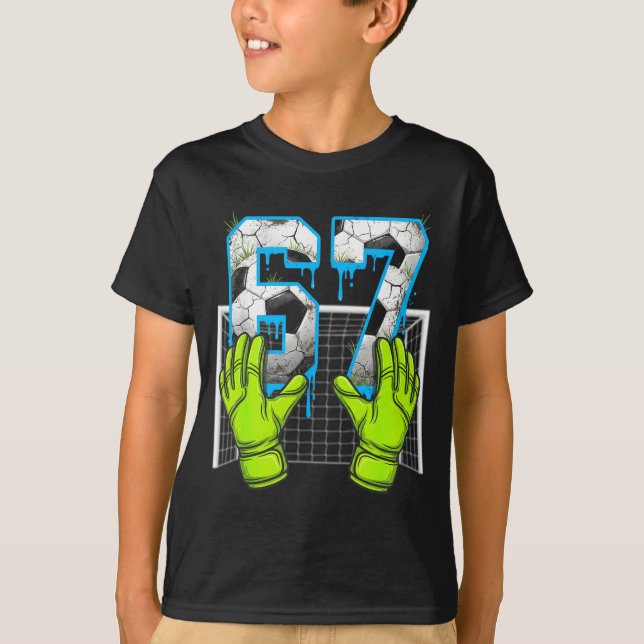 Camiseta Goteo de fútbol 67 Seis Siete Funny Gen Alpha Meme (Anverso)