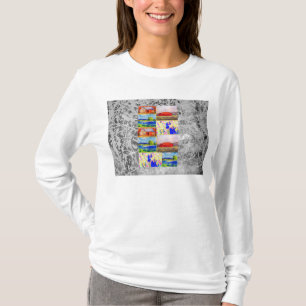 Camiseta goteo de la plata del collage del paisaje del