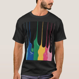 Camiseta goteo de pintura de goteo rosa, amarillo, verde y 