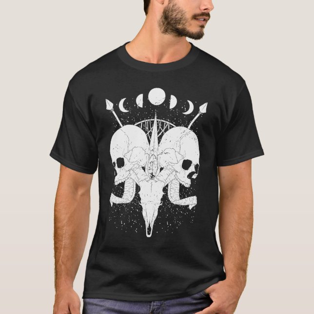 Camiseta Goth Aesthetic Skull Moon Phases Gothic Grunge (Anverso)
