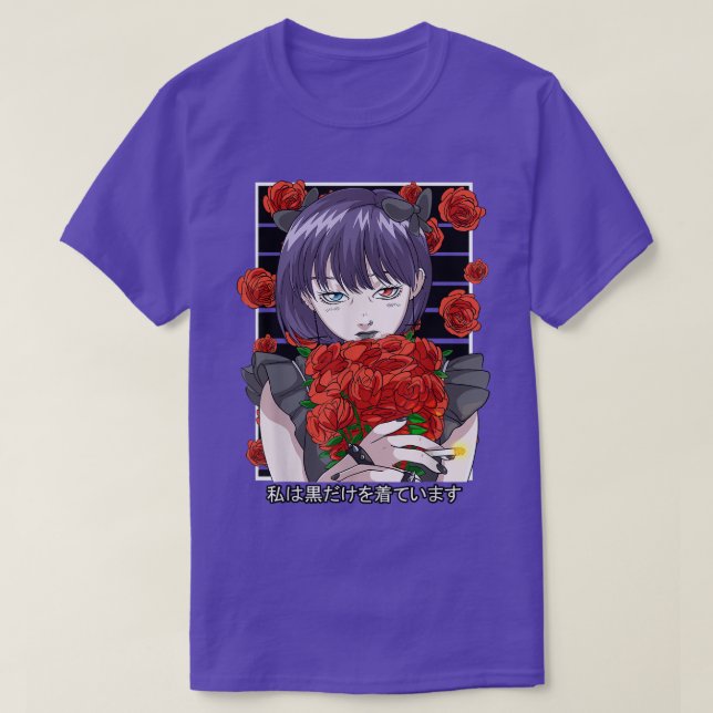 Camiseta Goth Anime Girl Gothic Roses Aesthetic Japanese Va (Diseño del anverso)