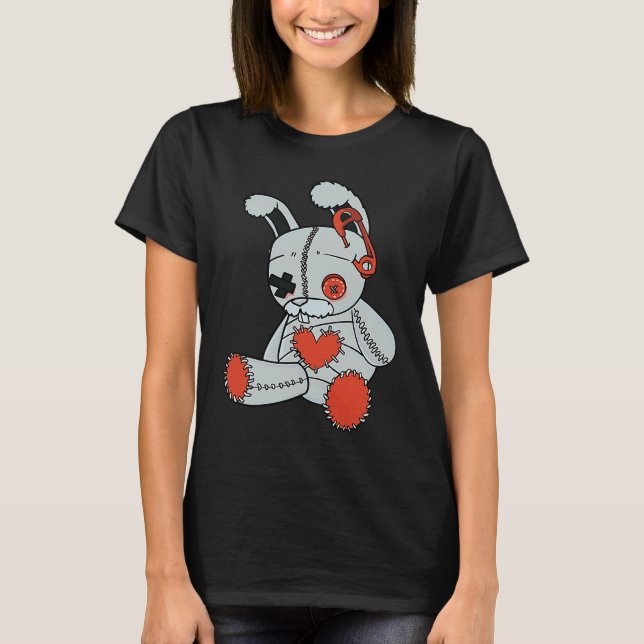 Camiseta Goth Bunny Cute Gothic Bunny Red Heart Halloween C (Anverso)