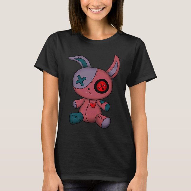 Camiseta Goth Bunny Cute Gothic Teen Creepy Voodoo doll Gir (Anverso)