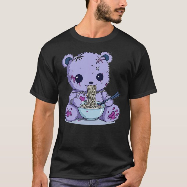 Camiseta Goth Pastel Cute Creepy Kawaii Teddy Bear Voodoo D (Anverso)