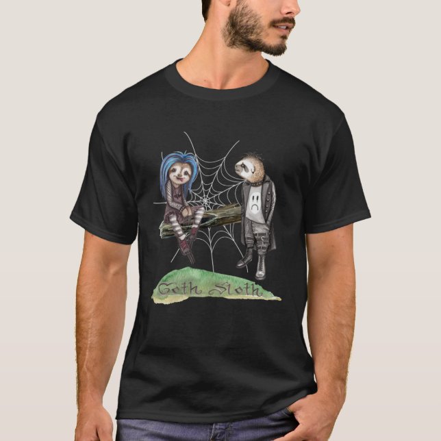 Camiseta Goth Sloth Couple Watercolor Mysterious Gothic Dar (Anverso)