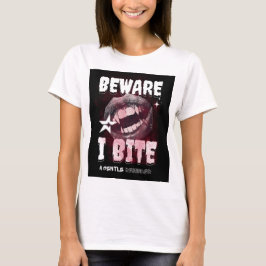 Camiseta Goth Vampire T-Shirt BEWARE I BITE | Spooky Fangs 