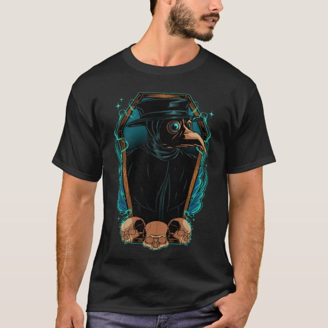 Camiseta Gothcore Steampunk Plague Doctor Dr in Coffin Medi (Anverso)