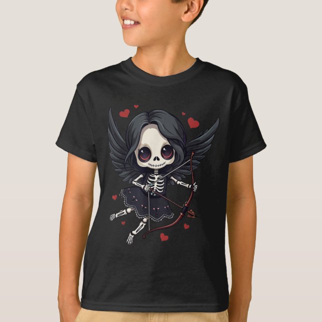 Camiseta Gothic Anime Skeleton Cud – Dark Valentine Kawaii  (Anverso)
