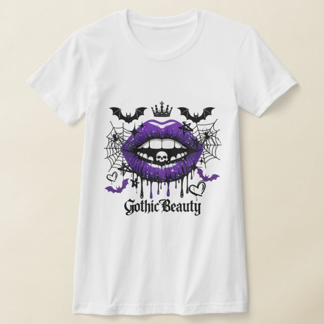 Camiseta Gothic Beauty Purple Dripping Lips T-Shirt (Distribución)