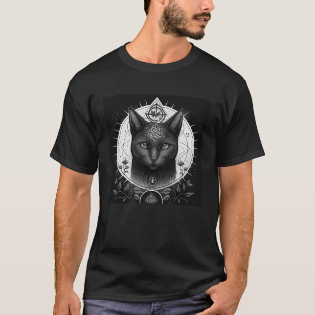 Camiseta Gothic Cat with Wiccan and Occult Symbols  1 (Anverso)