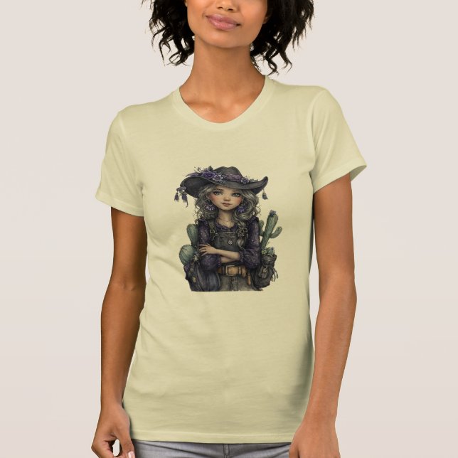 Camiseta Gothic Cowgirl Floral Western Art (Anverso)
