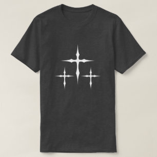 Camiseta Gothic Cross T-Shirt – Minimal White Triple Cross