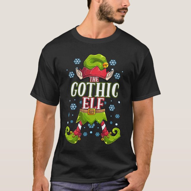 Camiseta Gothic Elf Matching Family Group Christmas Party (Anverso)