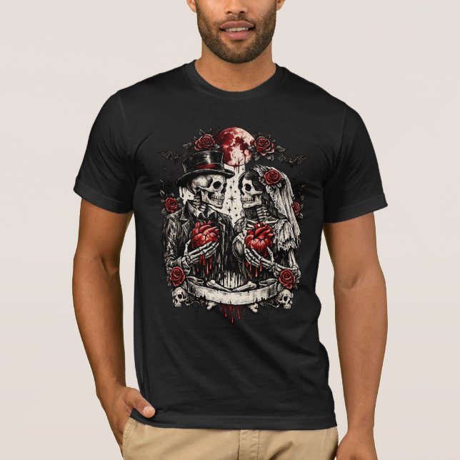 Camiseta Gothic Skeleton Couple Valentine T-Shirt (Anverso)