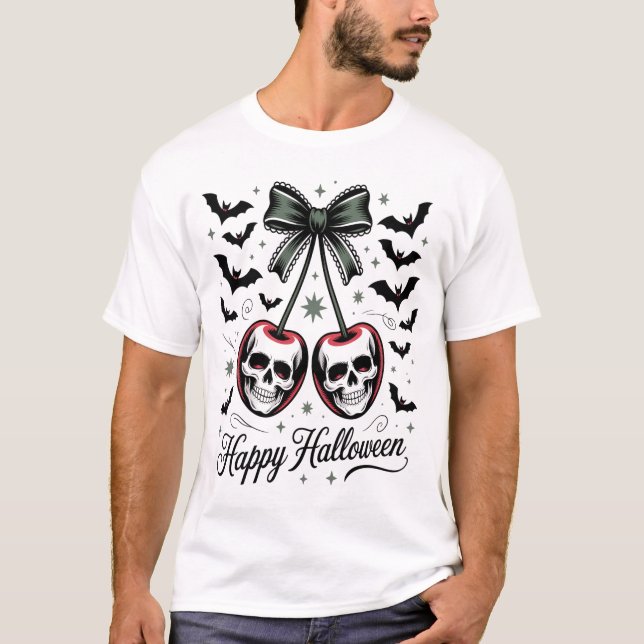Camiseta Gothic Skull Cherry Halloween (Anverso)