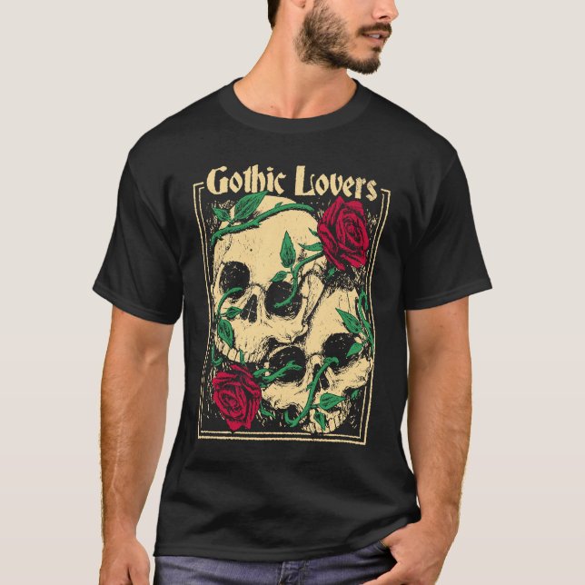 Camiseta Gothic  Witch Pagan Wiccan Wicca Roses & Skulls (Anverso)